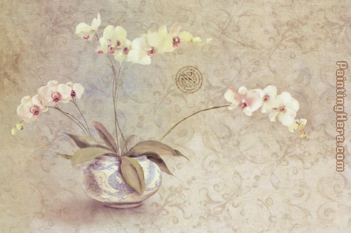 Orchids in a Porcelain Bowl painting - Cheri Blum Orchids in a Porcelain Bowl art painting